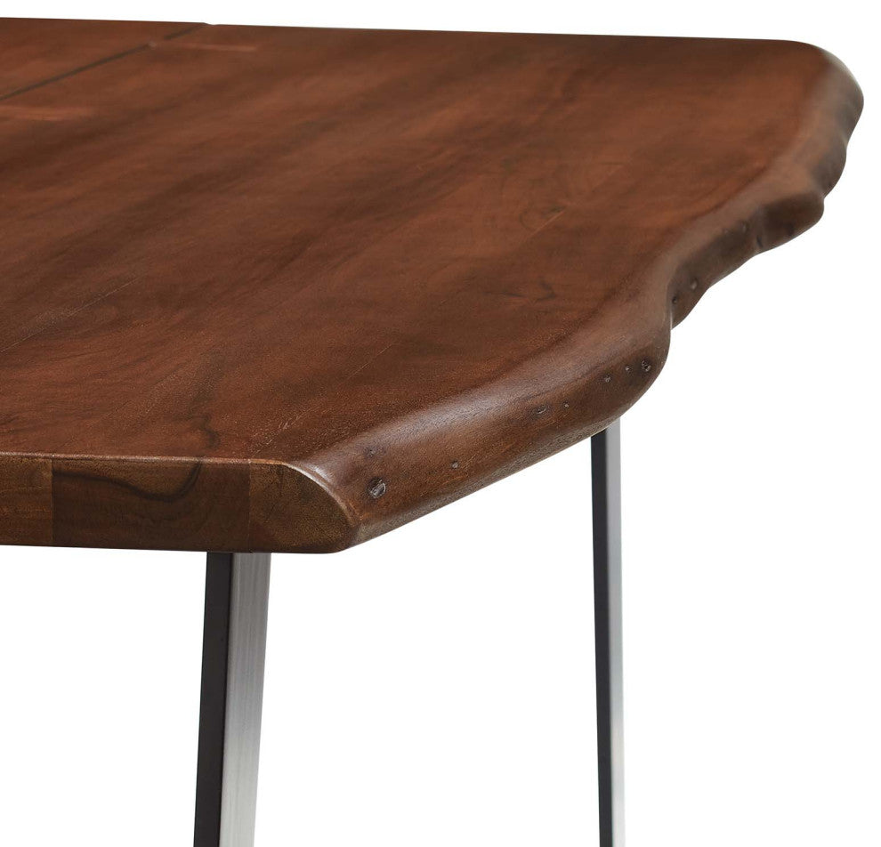 Astound 60" Live Edge Acacia Wood Dining Table, Black Walnut