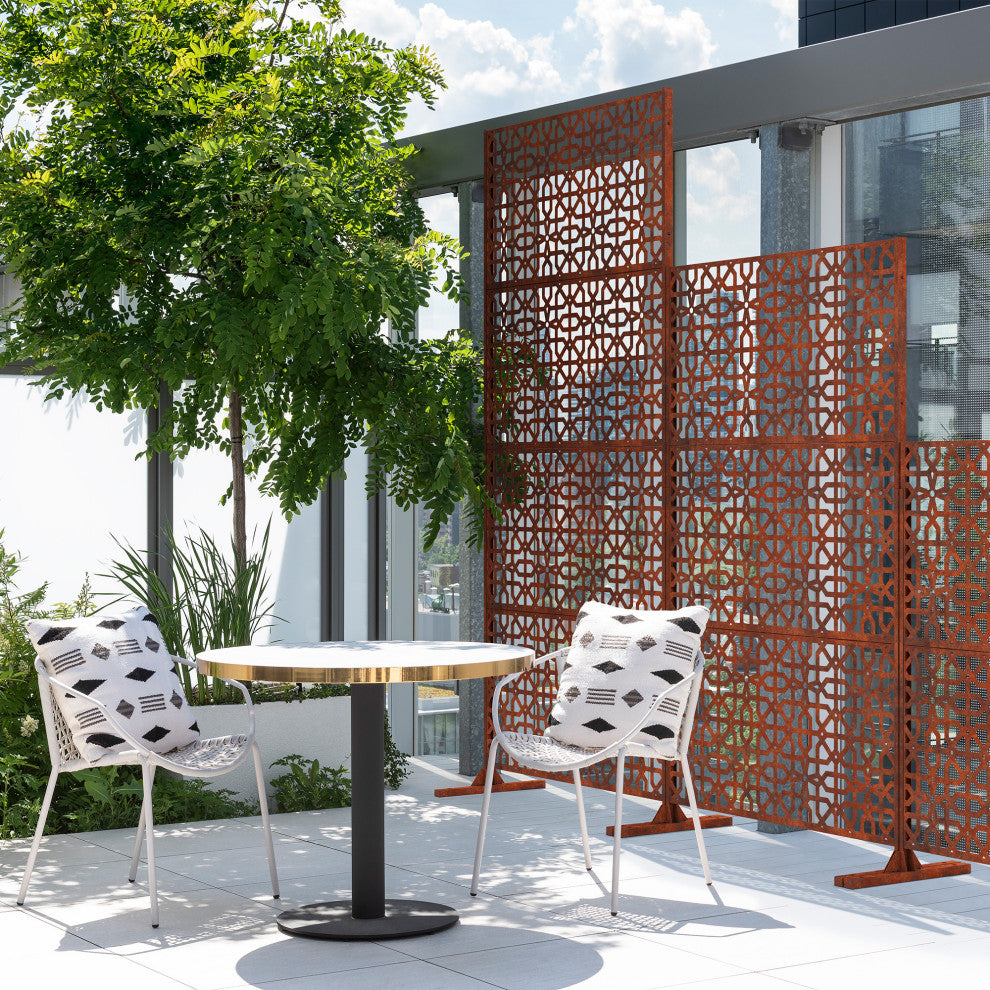 Alta Corten Steel Decorative Screen With Stand, Parilla