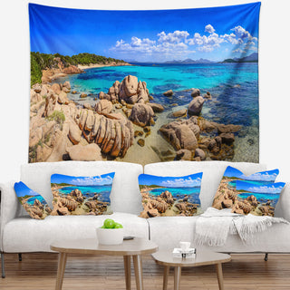Coastline Panorama Beach Photography Wall Tapestry, 39"x32"