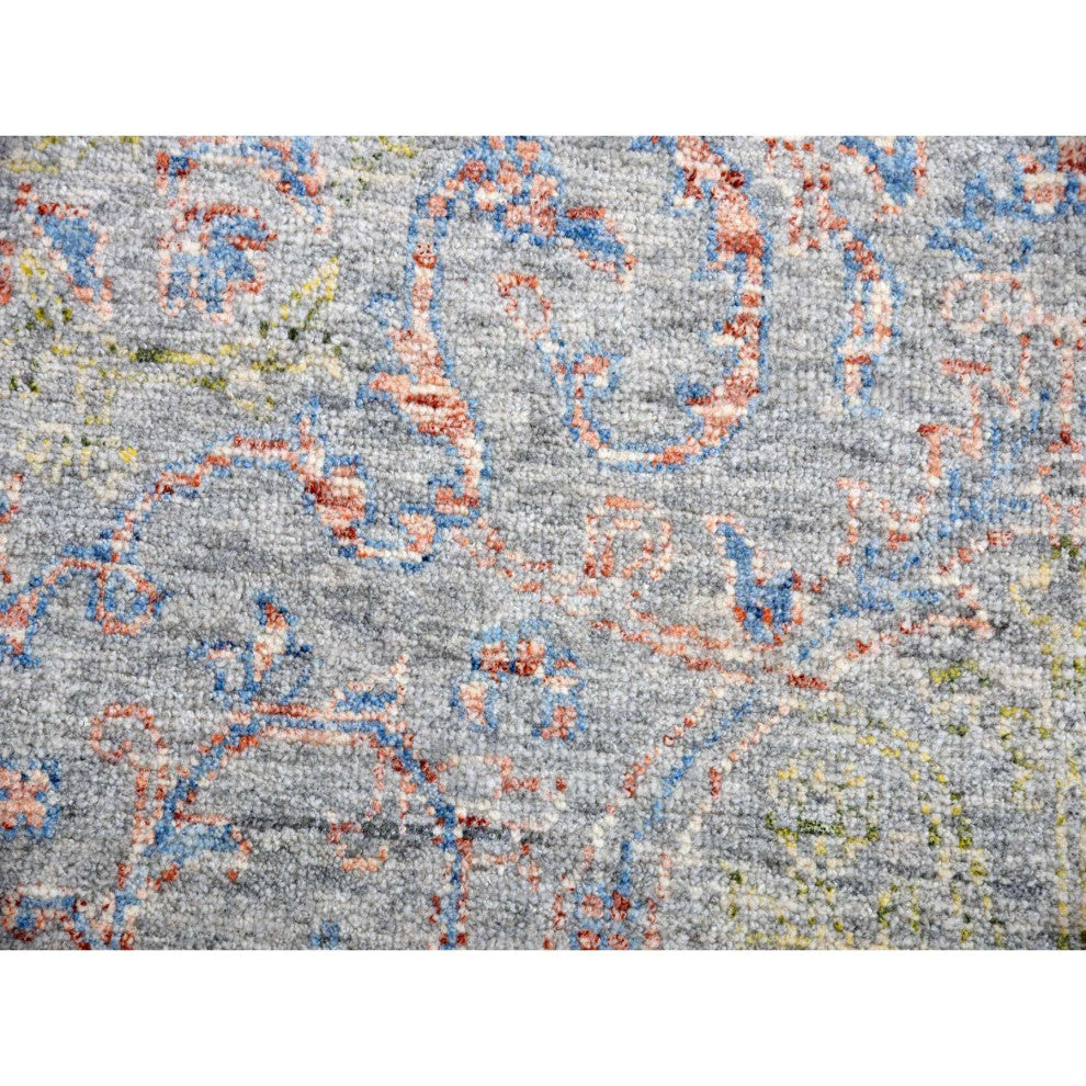 Gray Goose Oushak influence With Salt and Pepper Motif 100% Wool Rug 9'1"x12'1"