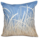 Sea Grass 1, Floral Print Pillow, Blue, 18"x18"