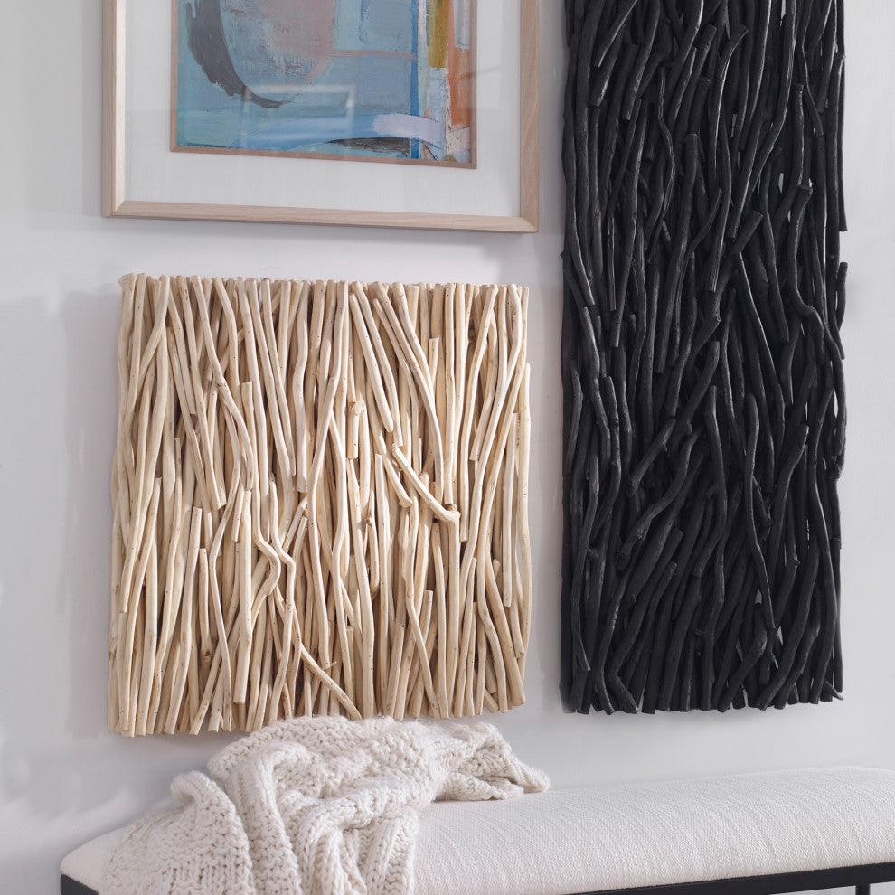 Uttermost 04352 24" Tall Teak Wood Abstract Sculpture - Woodtone