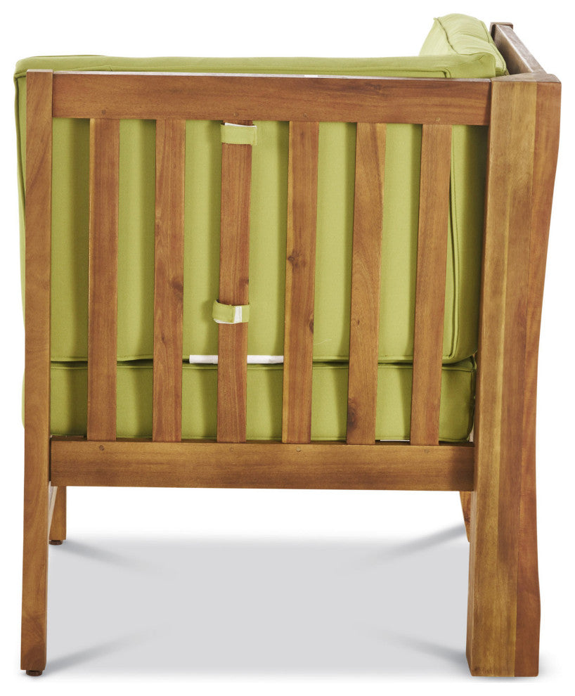 GDF Studio Judith Outdoor 9 Seater Sectional Sofa Set With Cushion, Teak/Green