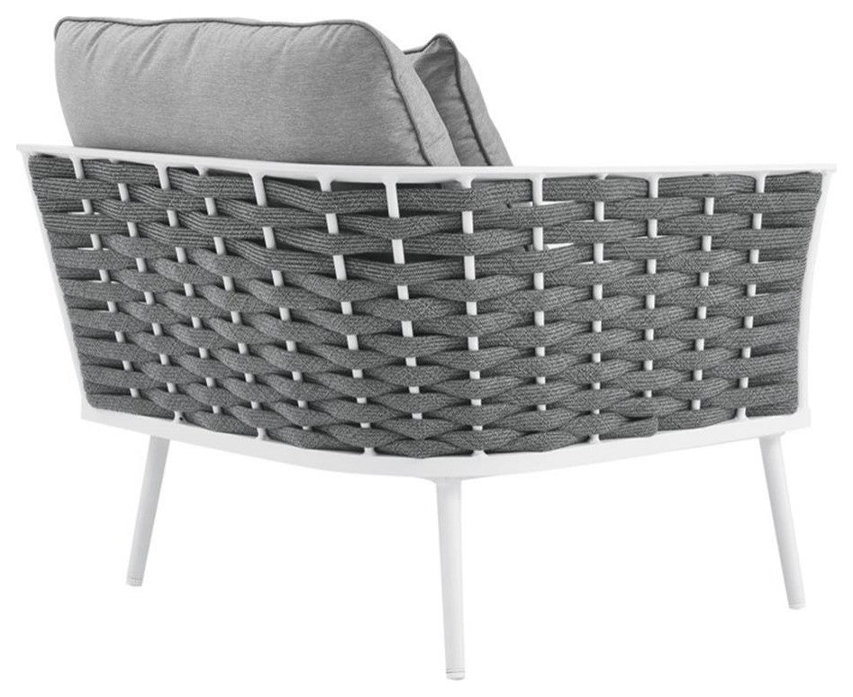Stance Outdoor Patio Aluminum Left-Facing Armchair, White Gray