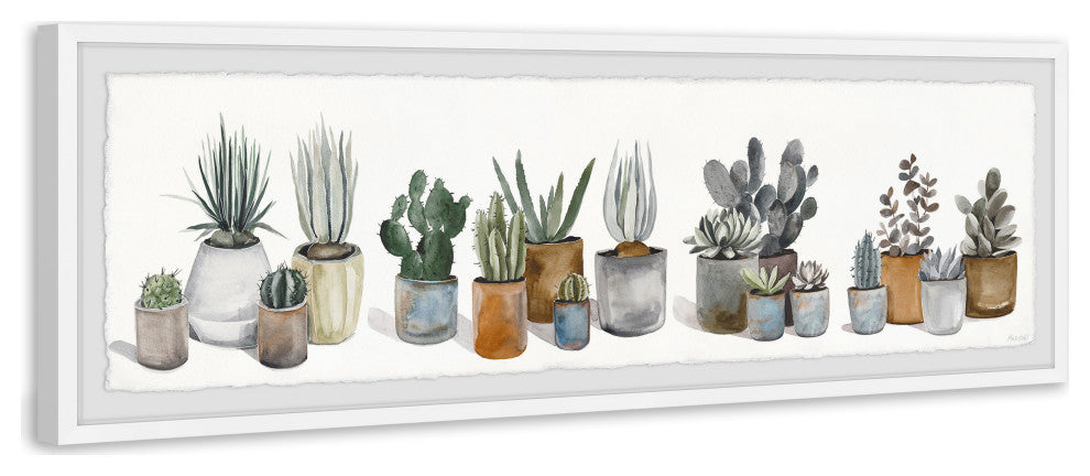 "Cactus and Succulent Array" Framed Painting Print, 45x15