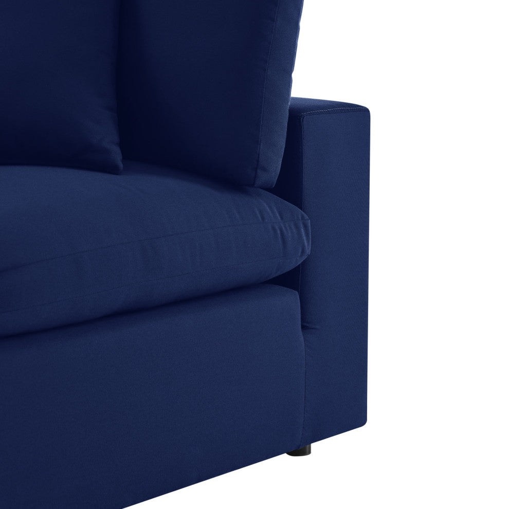 Modular Sectional Deep Sofa Chair Set, Sunbrella, Blue Navy, Outdoor Patio
