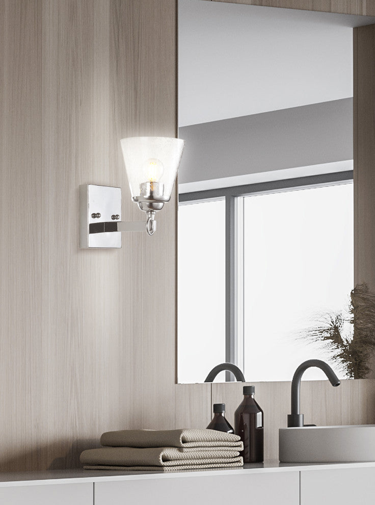 Marion Hurricane Metal, Glass Vanity Light, Chrome, 1-Light