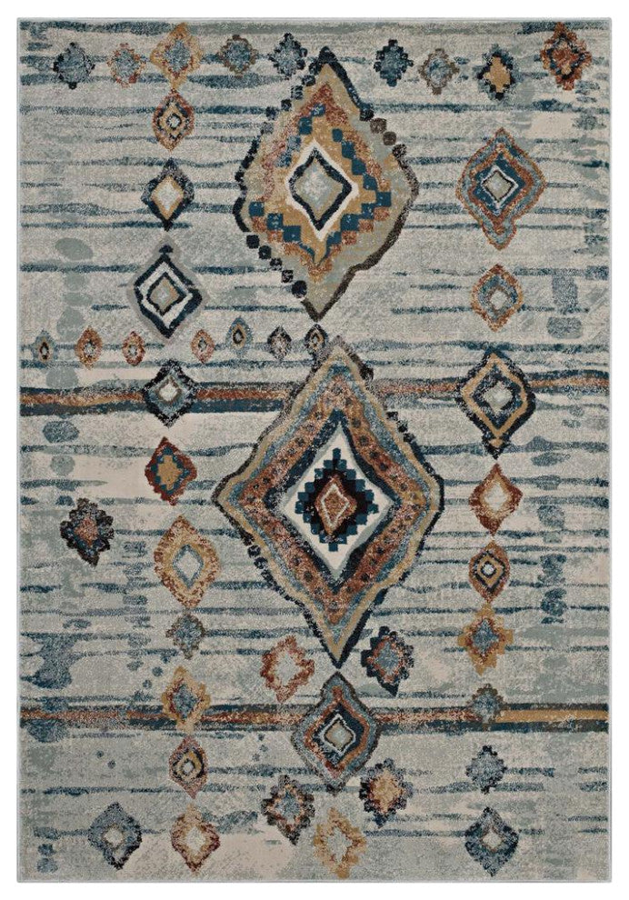 Modway Jenica Distressed Moroccan Tribal Abstract Diamond 8'x10' Area Rug