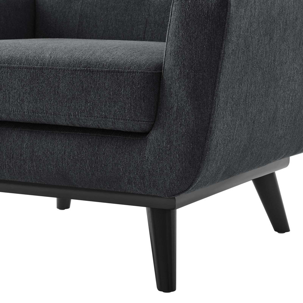 Armchair Accent Chair, Charcoal Gray, Fabric, Modern, Mid Century Lounge