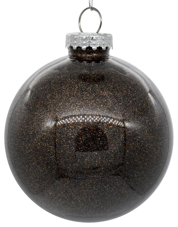 Clear Ornament With Glitter Interior , Chocolate, 3"