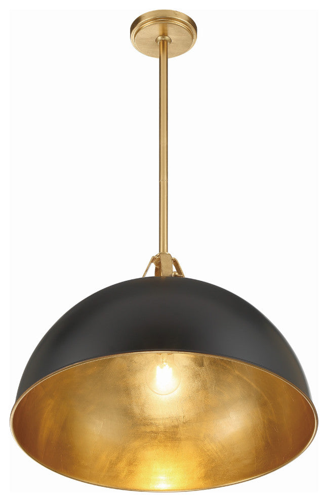 Soto 1-Light Matte Black/Antique Gold Pendant