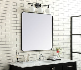 Ellis Soft Corner Metal Rectangular Mirror, Black, 36"x36"
