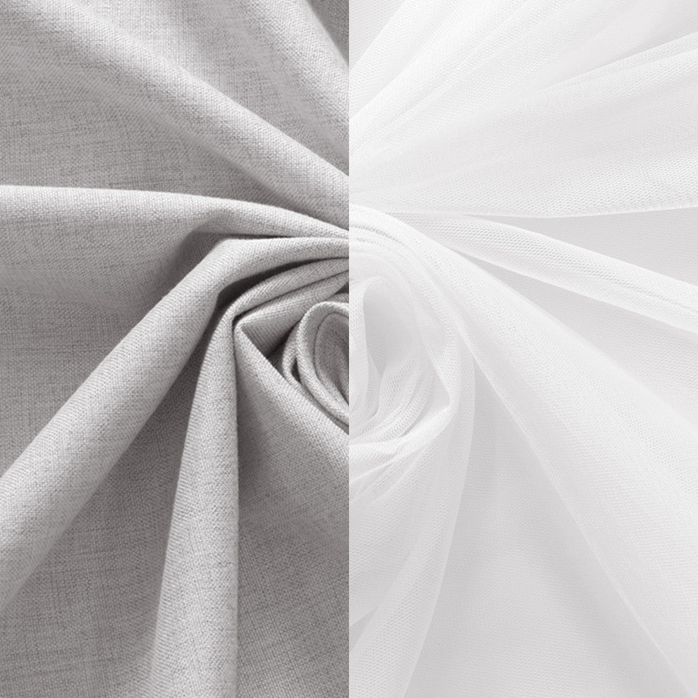 Tulle & Linen Blackout Curtains, Lt. Grey, 52"x84"