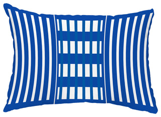 Beach Blanket 14"x20" Decorative Stripe Outdoor Pillow, Blue