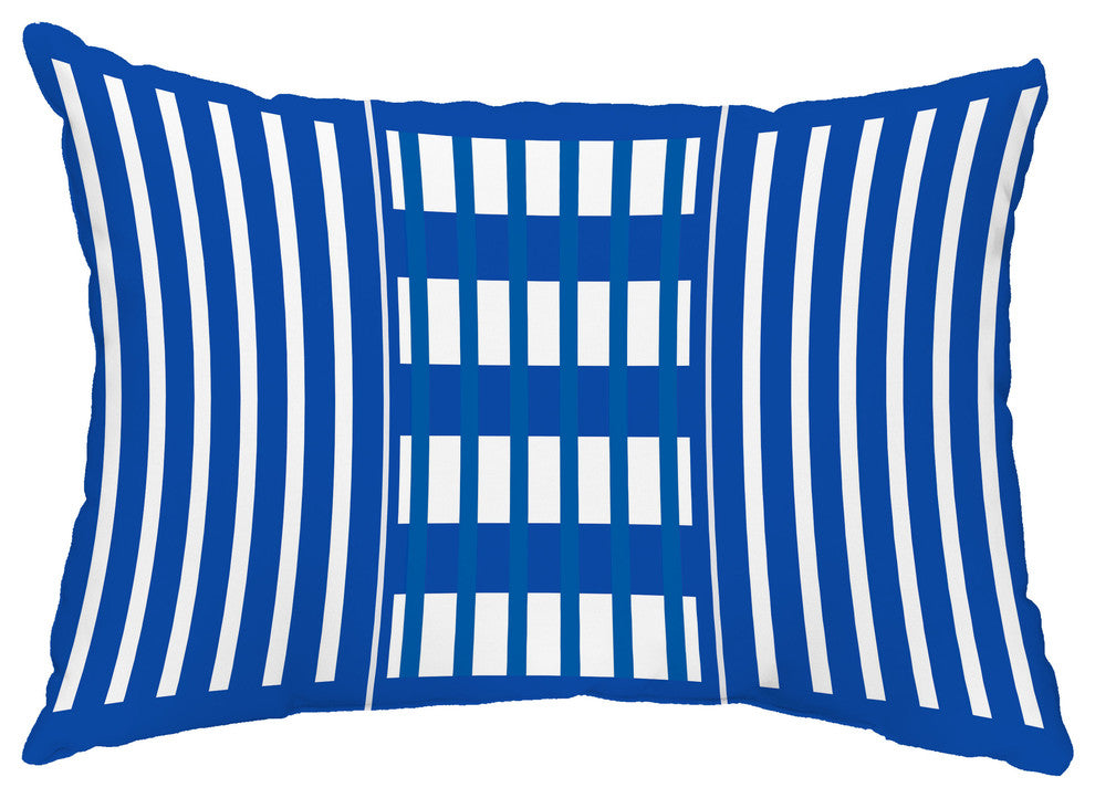 Beach Blanket 14"x20" Decorative Stripe Outdoor Pillow, Blue