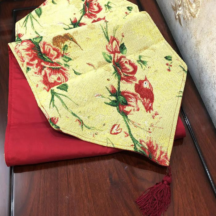 Seasonal Floral Woven Tapestry Table Runners, Yellow Floral, 13x72