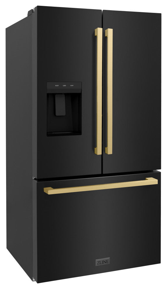 ZLINE 36" Standard Depth Refrigerator With Water, Black RSMZ-W36-BS-FCB