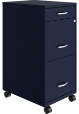 Space Solutions 18in Deep 3 Drawer Mobile Metal File Cabinet Navy