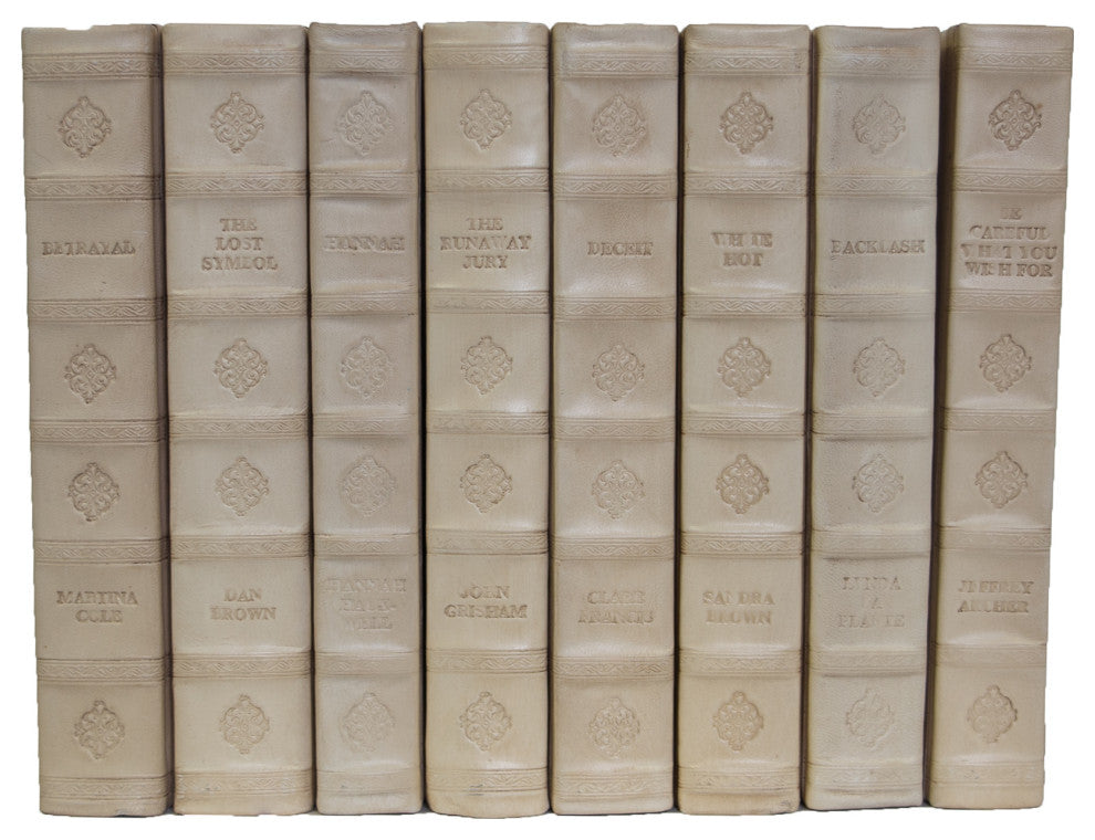 Decorative Books - Ivory Leather Book Bundle - 1 foot of Cream Books