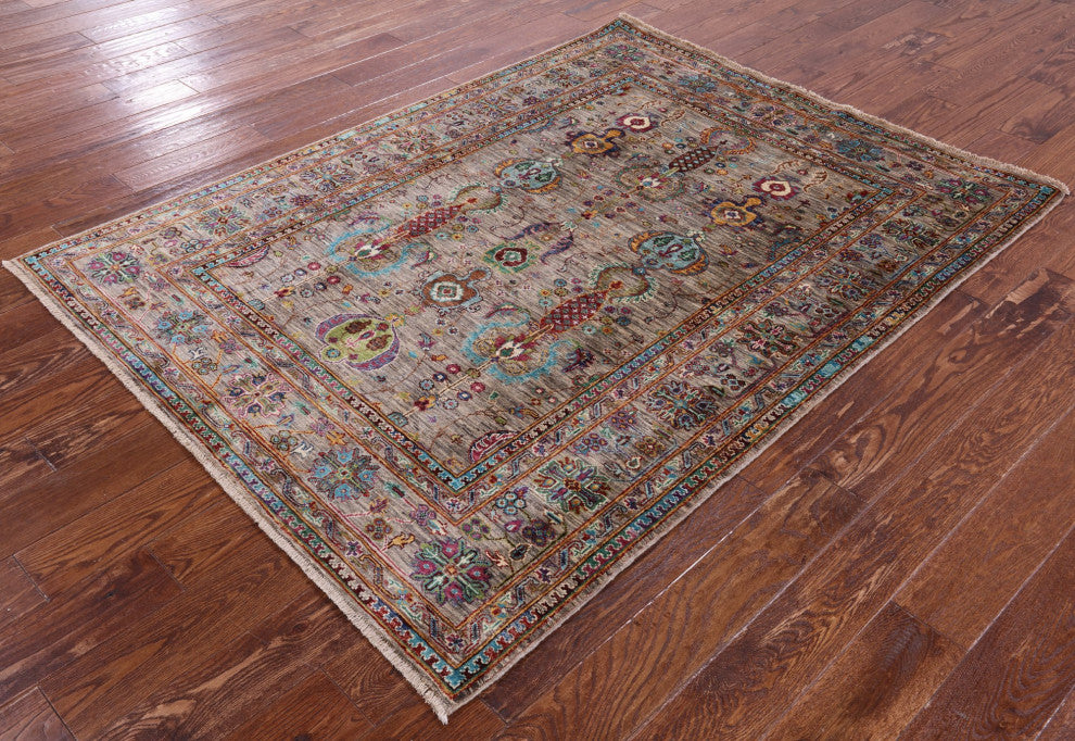 Persian Tabriz Handmade Wool Rug 4' 10" X 6' 4" - Q12196