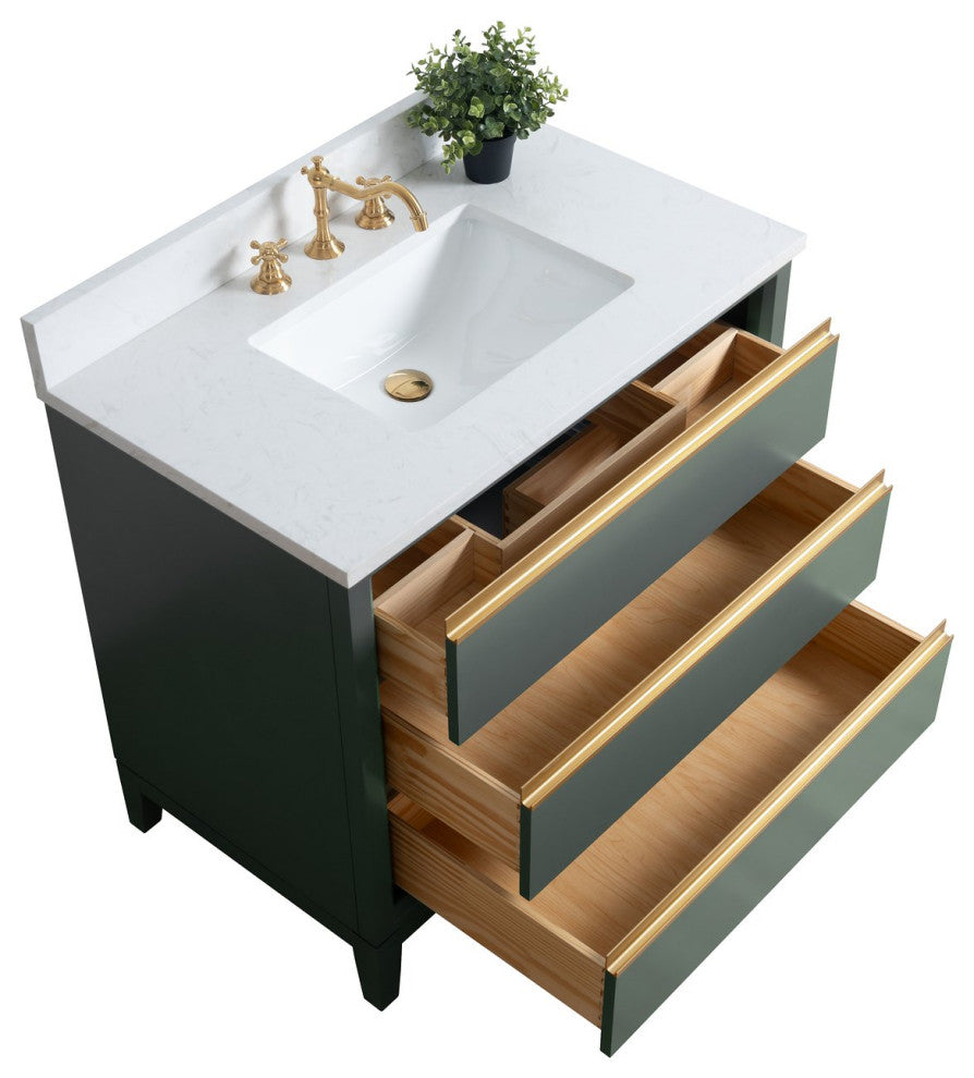 Vanity Art Bathroom Vanity With Sink, Vintage Green, 36" Single