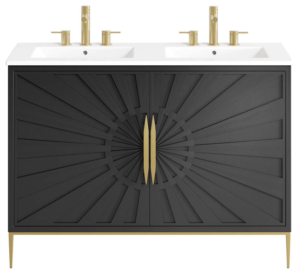 Awaken 48" Double Sink Bathroom Vanity, White Black