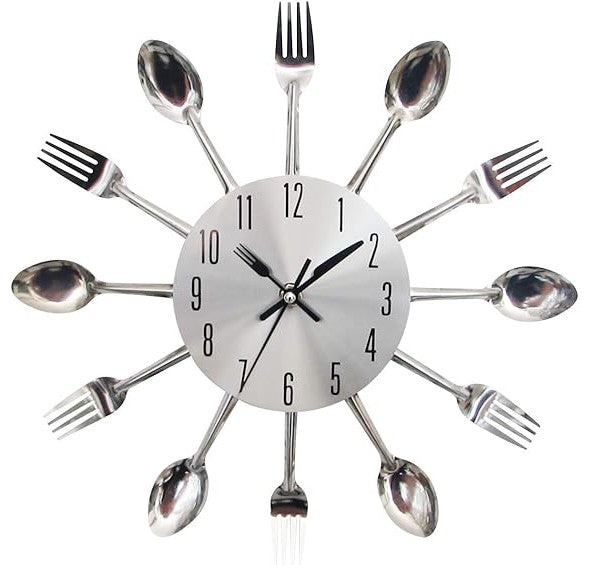 Kitchen Wall Clock, 3D Removable Modern Creative Cutlery