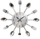 Kitchen Wall Clock, 3D Removable Modern Creative Cutlery