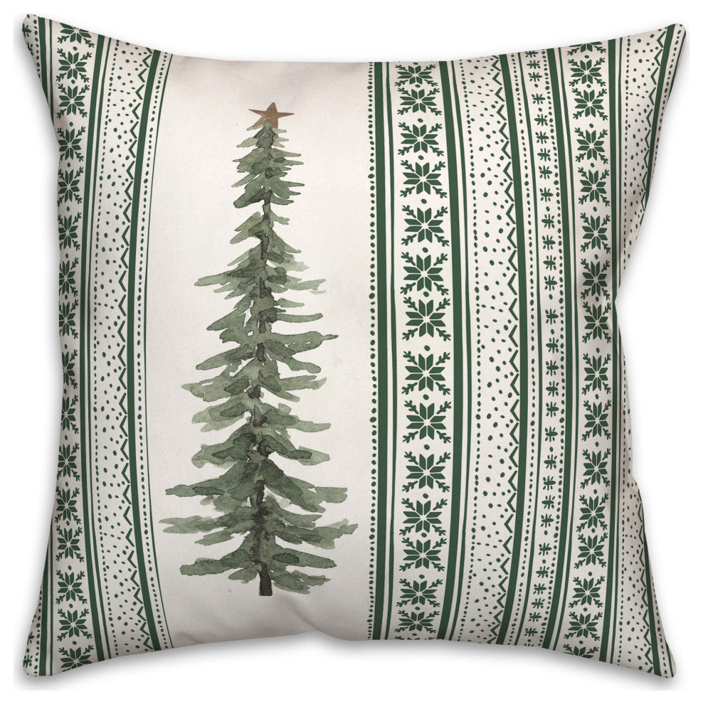 Christmas Tree Green Pattern 1 16x16 Spun Poly Pillow