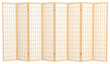 6' Tall Window Pane Shoji Screen, Natural, 8 Panels