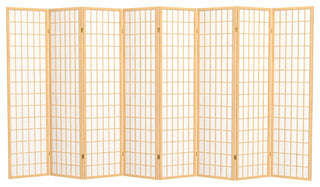 6' Tall Window Pane Shoji Screen, Natural, 8 Panels