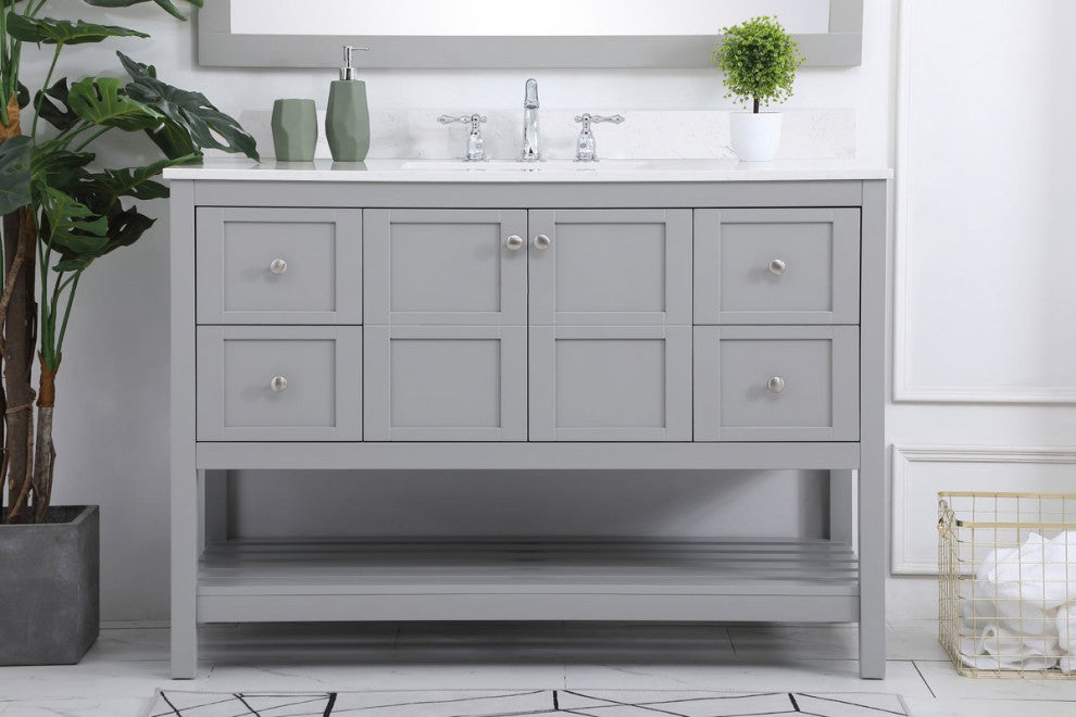 Tobias 48" Single Bathroom Vanity, Gray With Backsplash