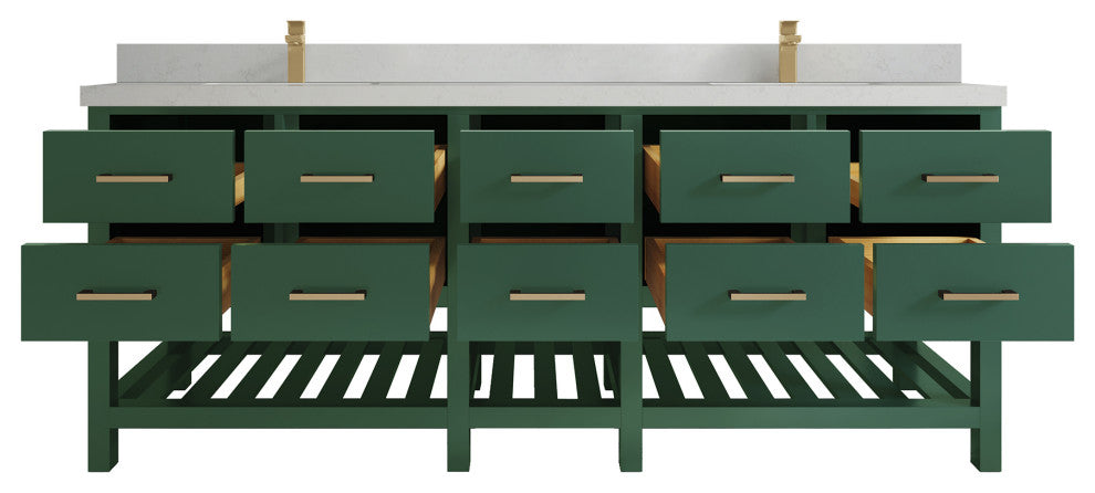 Parker 84 Double Sink Bath Vanity in Lafayette Green  2" Carrara Quartz