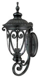 23" Tall Black Outdoor Wall Mount-Light, Hand-Blown Clear Seeded Glass