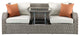 Benzara Metal Convertible Sofa With 2 Ottomans, Beige & Gray, 3-Piece Set