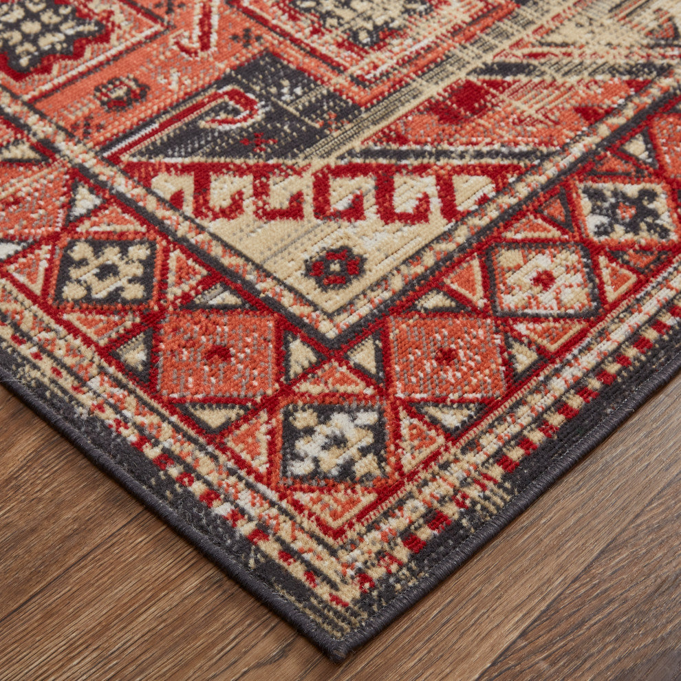 Weave & Wander Kezia Rug, Ochre Red/Charcaol Gray, 10ft x 13ft-2in