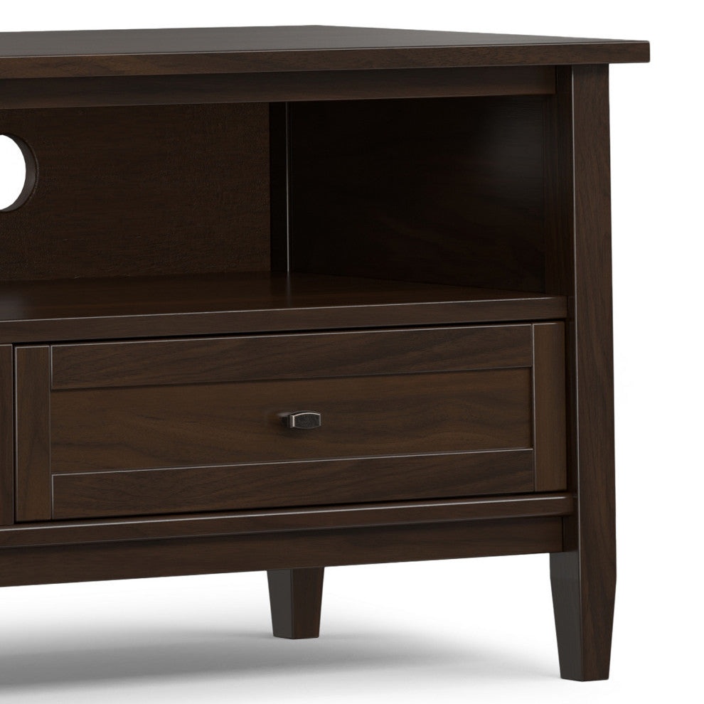 Warm Shaker SOLID WOOD 72" Low TV Media Stand For TVs up to 80", Tobacco Brown