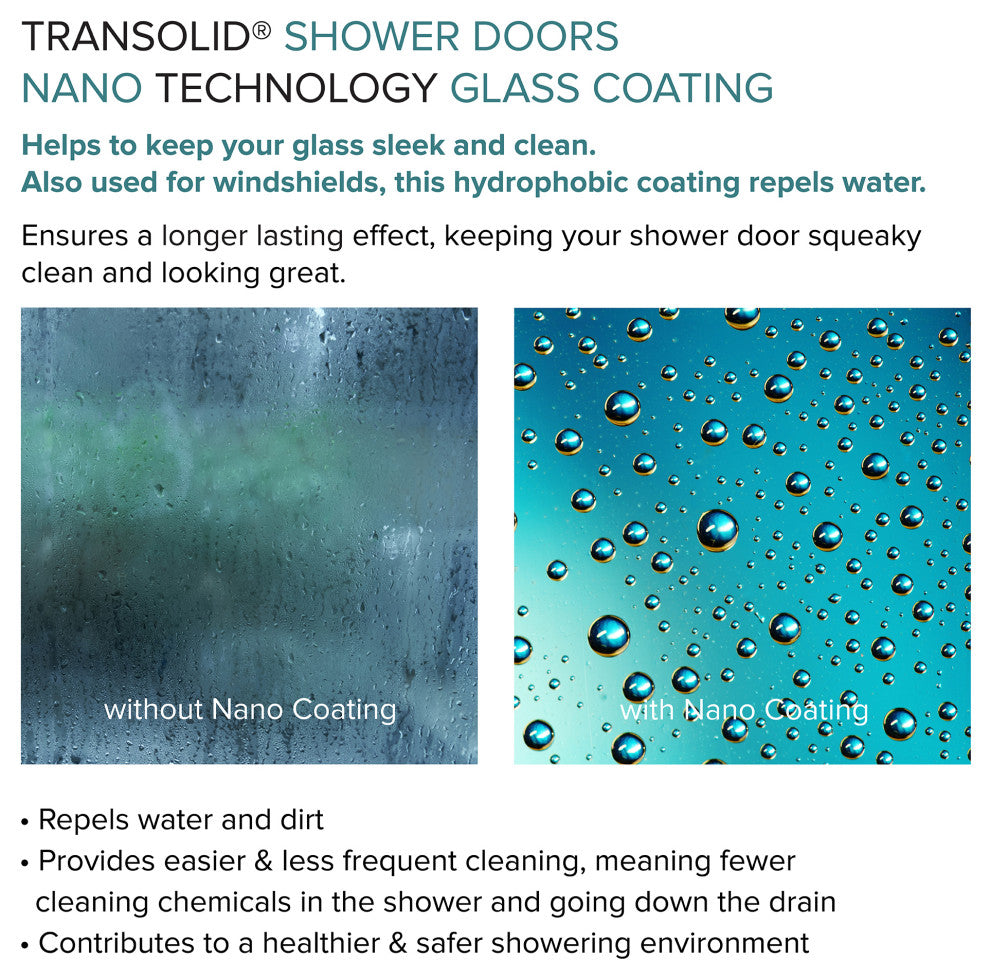 Transolid Madeline 60"x60" Frameless Shower Door with Fixed Panel in Matte Black