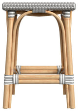 Riviera Square 24"H Rattan Counter Stool, Gray and White