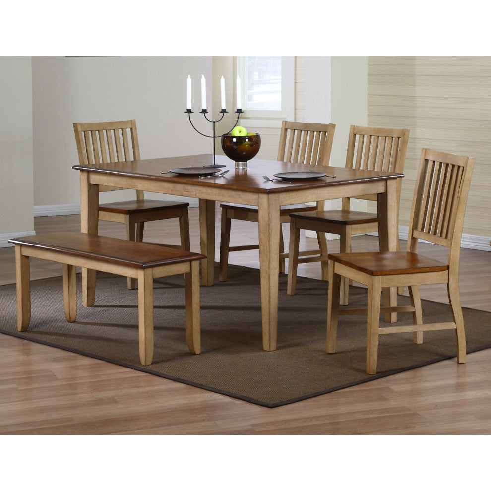 Sunset Trading Brook 42" Dining Bench, Two Tone Light Brown Wood