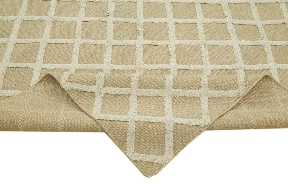 Rug N Carpet - Hand-knotted Modern Design 9' 0'' x 12' 0'' Wool Unique Kilim Rug