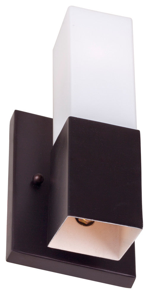 2 Light Wall Bracket, Antique Bronze, Square Satin Opal Glass