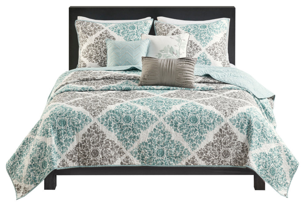 Madison Park Printed Quilted 6-Piece Coverlet Set, King/California King