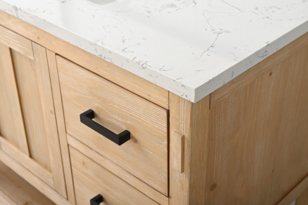 Harvey Farmhouse Bathroom Sink Vanity - Teak White, 42"