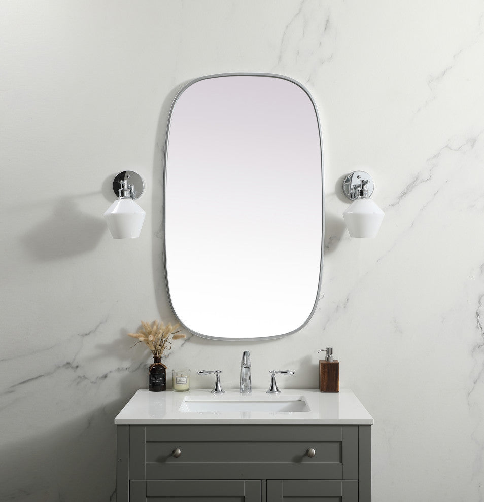 Metal Frame Oval Mirror 24X40 Inch, Silver