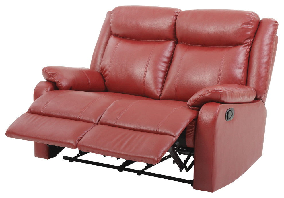 Cobre Faux Leather Double Reclining Love Seat, Red