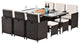 11 Pieces Outdoor Patio Wicker Furniture Dining Set Sectional With Ottomans