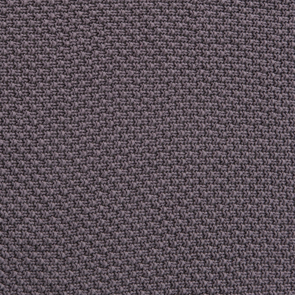 Cotton Knit Blanket, Twin, Slate, 1 Piece