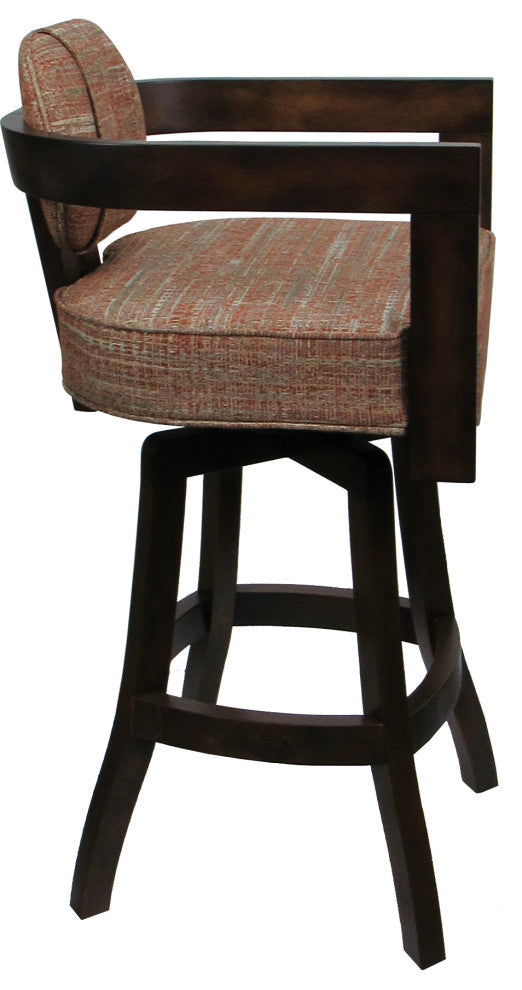 Swivel Wood Bar Stool Kadir Plus on S-Base, Watusi Madder - Dark Walnut, 26"