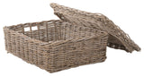 Kobo Rattan Rectangular Lidded Storage and Underbed Basket, 3 Sizes, Large